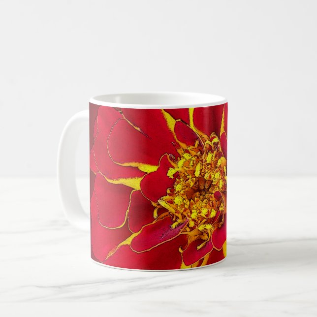 klarröd marigold kaffemugg (Framsida vänster)