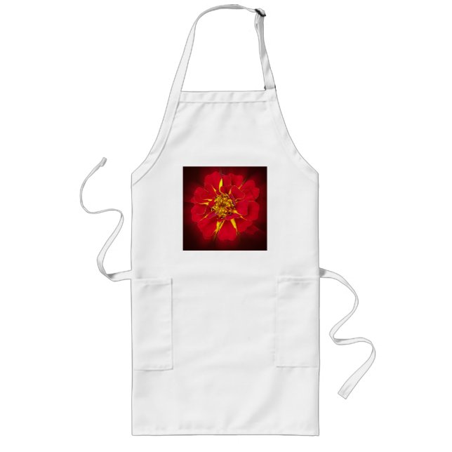 klarröd marigold långt förkläde (Framsidan)
