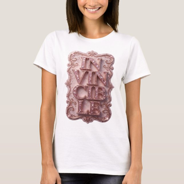 Klarrosa OSYNLIG tryck T Shirt (Framsida)
