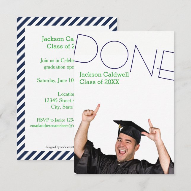 Klart Lodrät - Inbjudan 3 gånger 5 Studentfester (Fram/baksida)