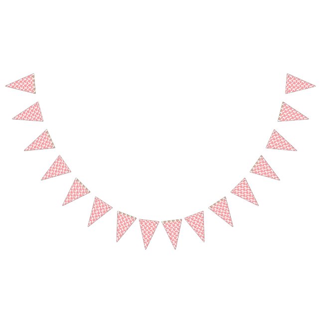 Klart rött och rosa blommigt presentpapper med mön vimplar (Alla)