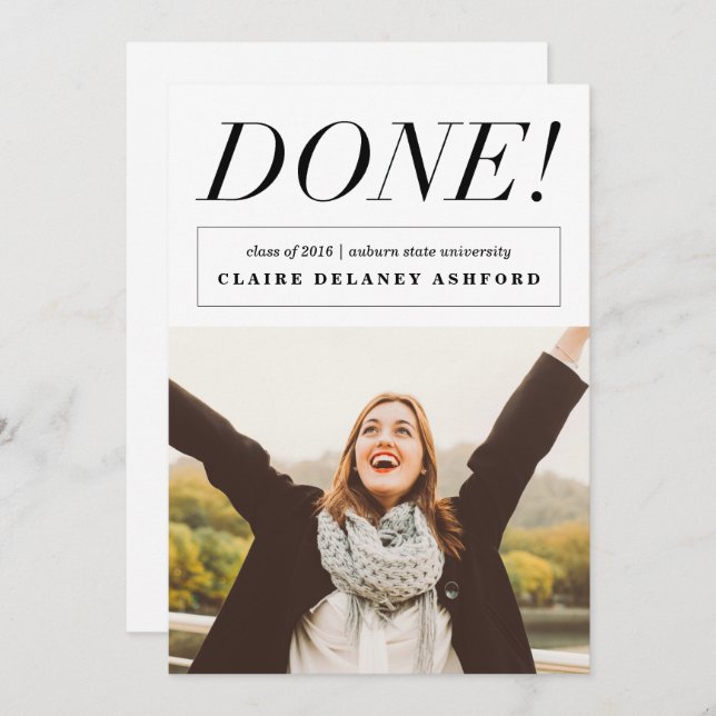 Klart! Snyggt Studenten fotoutmeddelanden Inbjudningar (Fram/baksida)