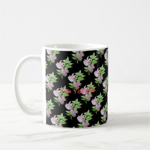 klasar av blommor av söt rosa kaffemugg