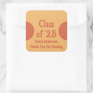 Klass 125 Orange Grad Namn Tack Studenten Fyrkantigt Klistermärke