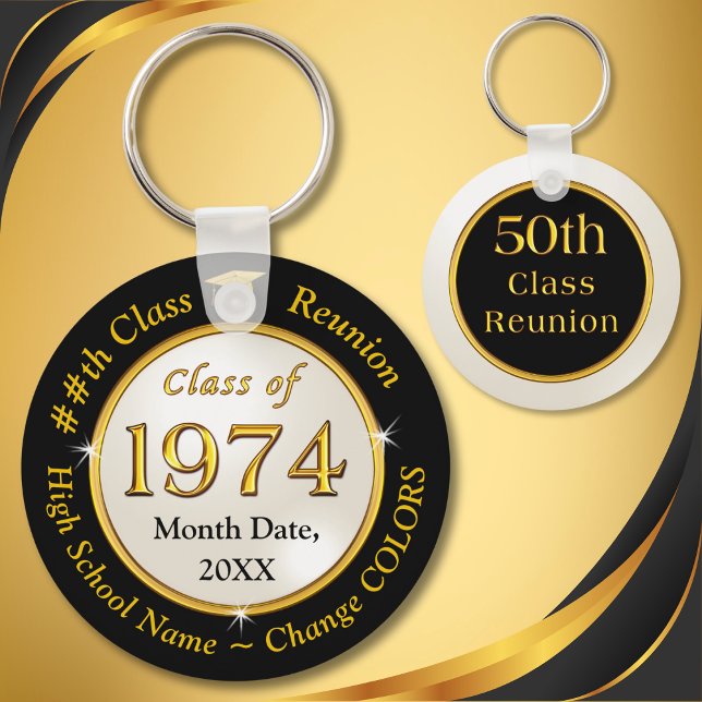Klass 1974, 50:e klass Reunion Favors Nyckelring (Personalized, 50th Class Reunion gifts. Class of 1974, 50th Class Reunion Favors. Class reunion gift)