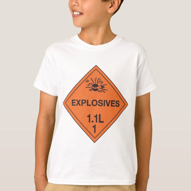Klass 1.1L Explosivämnen Varnings Skylt T Shirt (Framsida)