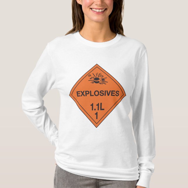 Klass 1.1L Explosivämnen Varnings skylt T Shirt (Framsida)