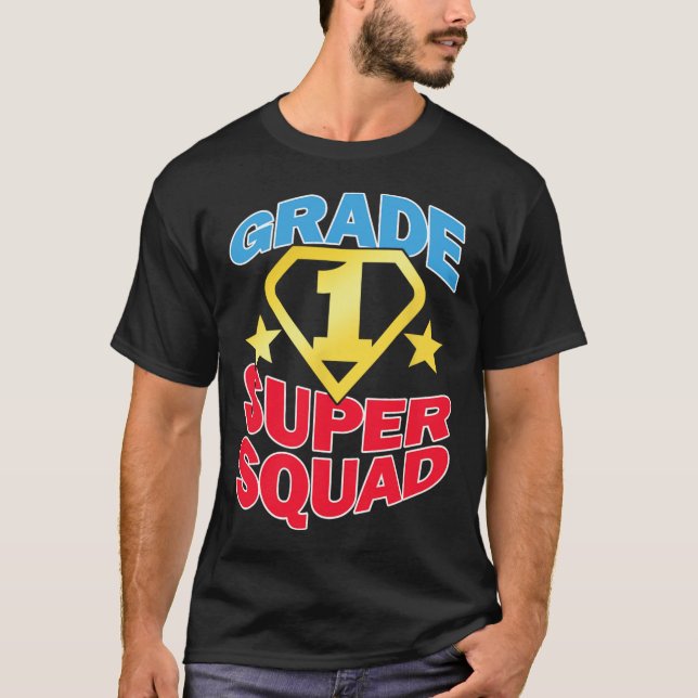 Klass 1 Toppen Squad Superhjälte Teacher Team T Shirt (Framsida)