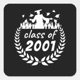 klass 2001 studenten eller återförening efter fyrkantigt klistermärke