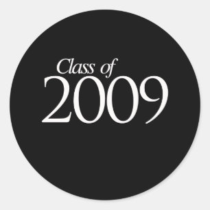 Klass 2009 vit runt klistermärke