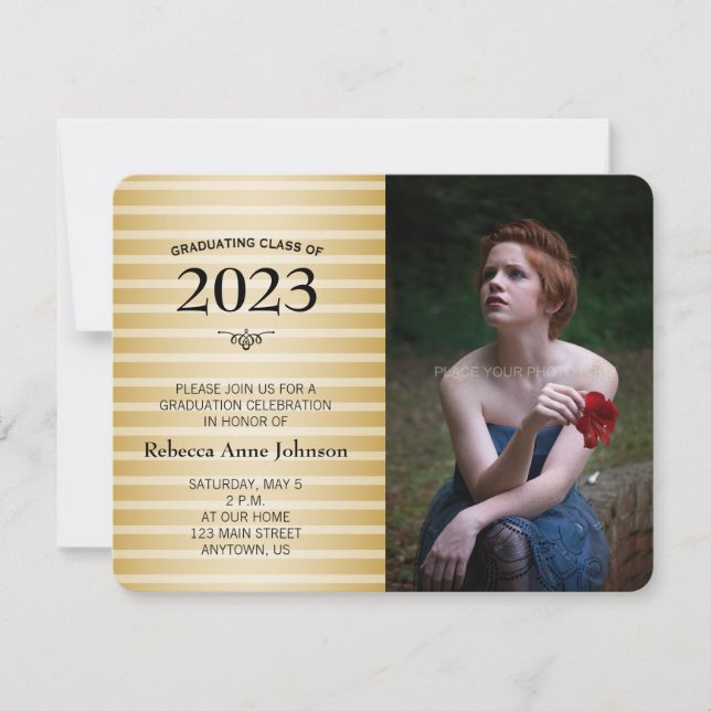 Klass 2016, Guld Rand Photo Studenten Inbjudningar (Framsida)