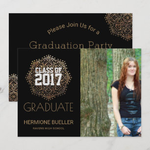 Klass 2017 Boho Mandala Photo Studenten Inbjudningar