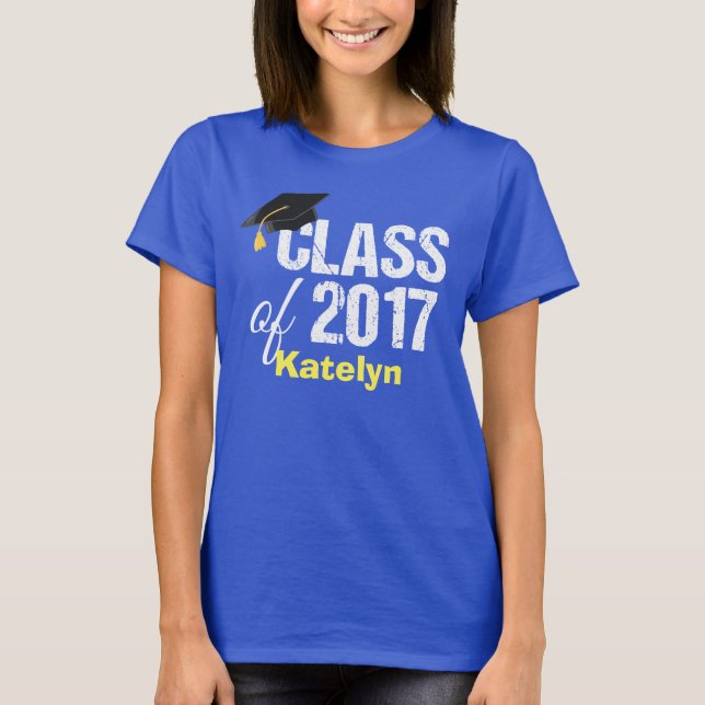 Klass 2017: Högre Anpassningsbar i Studenten T Shirt (Framsida)