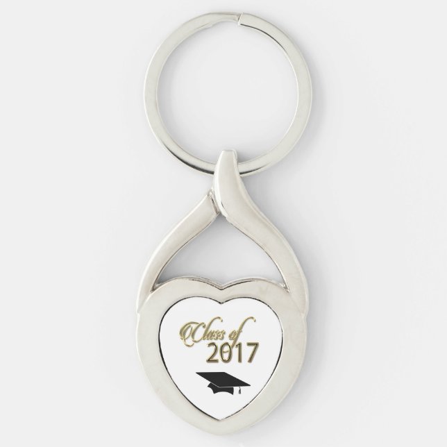 Klass 2017 twisted heart silverfärgad nyckelring (Framsidan)