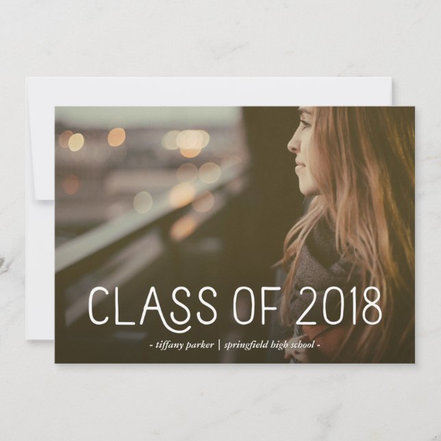 Klass 2018| Modern typografi Foto Grad Party Inbjudningar (Framsida)