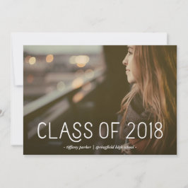 Klass 2018| Modern typografi Foto Grad Party Inbjudningar
