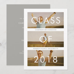 Klass 2018 Tre foto-Studentfester Inbjudningar