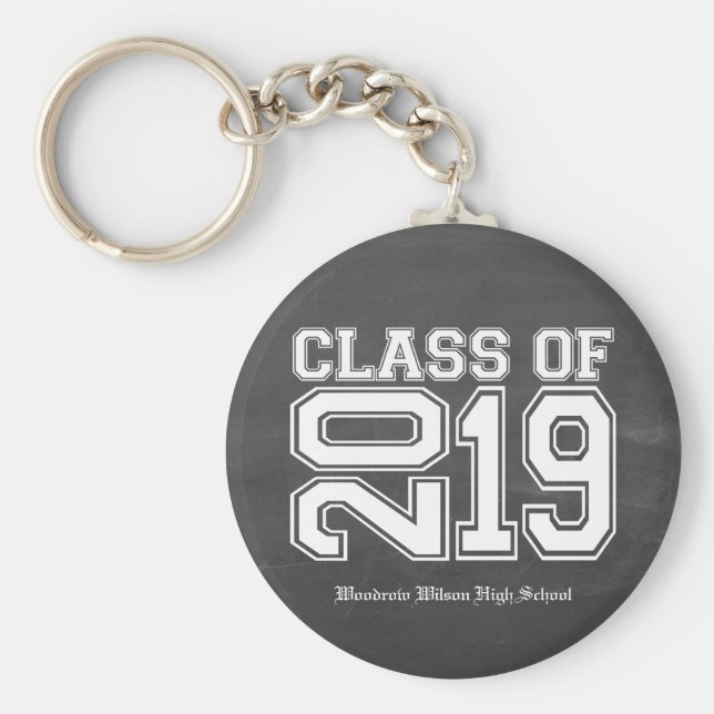 Klass 2019: Chalkboard Varsity Studenten Nyckelring (Framsidan)