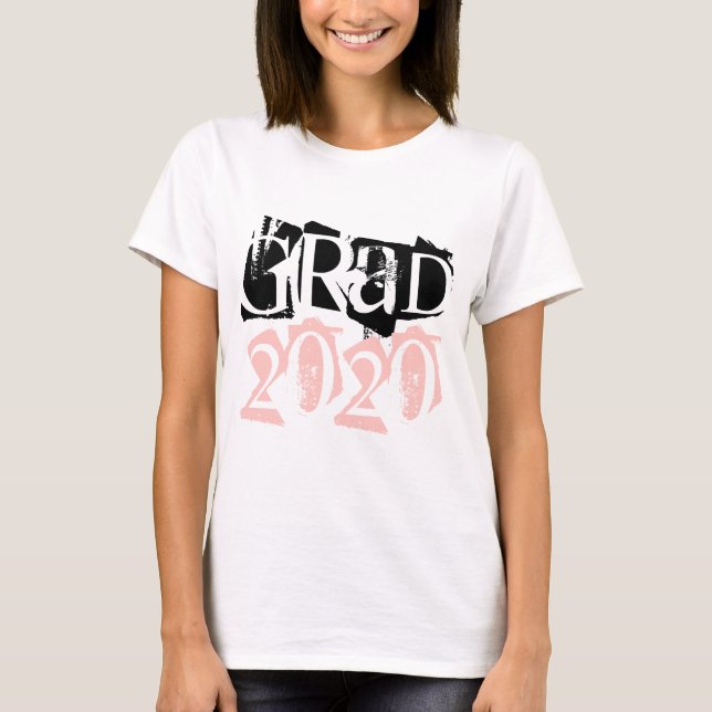 Klass 2020 grad  typografi studenten t shirt (Framsida)