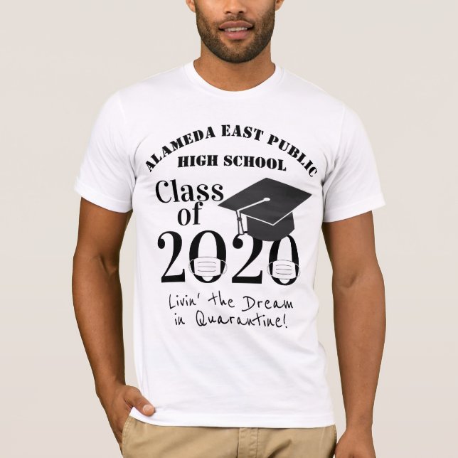 Klass 2020 Roligt Karantän Studenten T Shirt (Framsida)