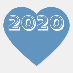 Klass 2020 Stålblått hjärt-märke från Janz Hjärtformat Klistermärke