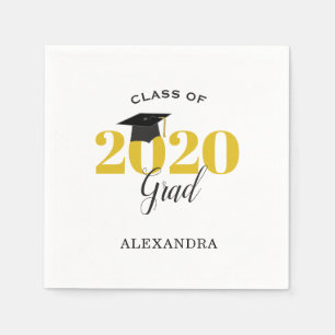 Klass 2020 Student Modern Guld och svart Pappersservett