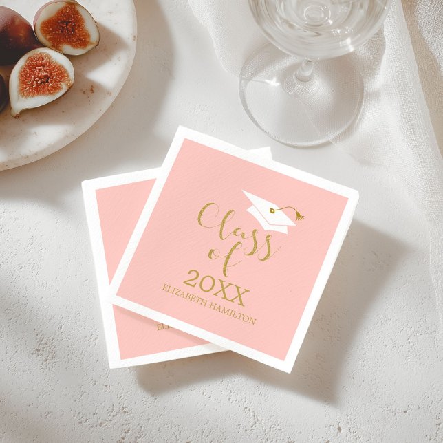 Klass 2021 Grad Cap Guld Glitter Calligraphy N Pappersservett (Skapare uppladdad)