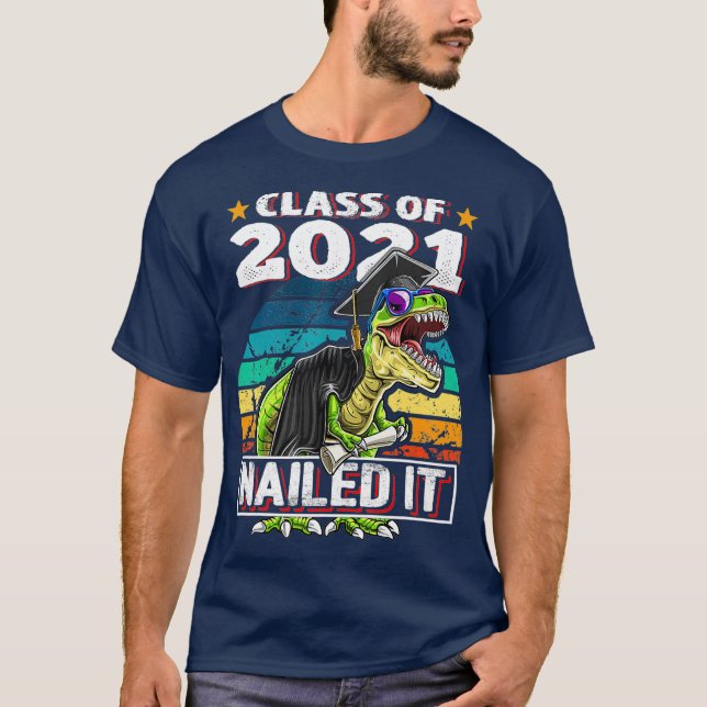Klass 2021 T Rex Dinosaur Studentmössa Gown Shirt (Framsida)