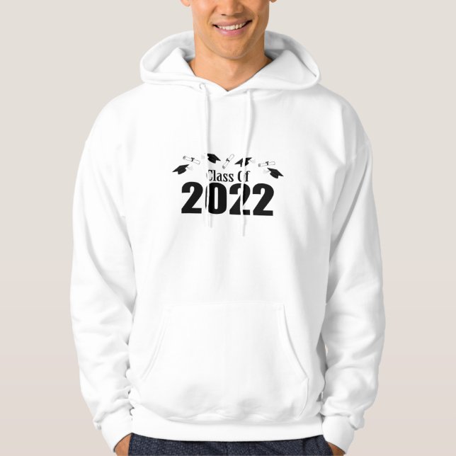Klass 2022 Caps and Diplomas (Black) Hoodie (Framsida)