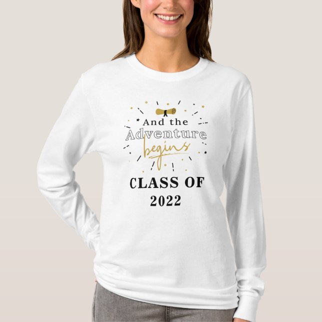 Klass 2022 examen och äventyret börjar t shirt (Framsida)