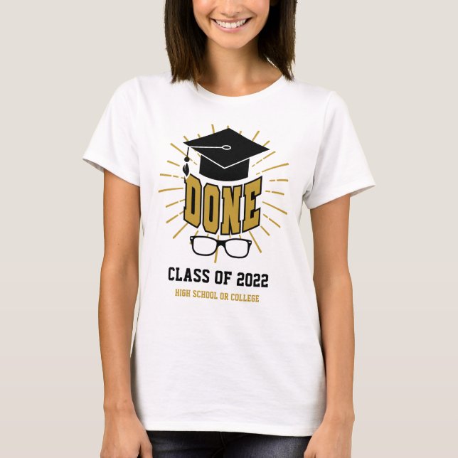 Klass 2022 Färdig Examen Anpassad Examen T Shirt (Framsida)