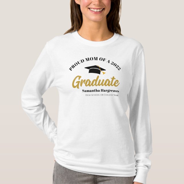 Klass 2022: Proud Mamma i Student Anpassningsbar T Shirt (Framsida)