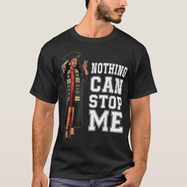 Klass 2022: Senior Studenten Stole Black Girl M T Shirt (Framsida)