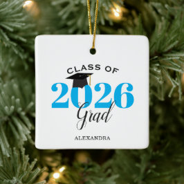 Klass 2022 Student Modern Light Blue Julgransprydnad Keramik