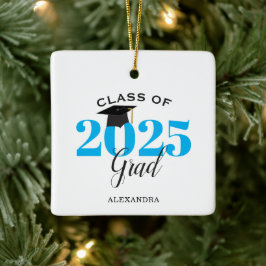Klass 2022 Student Modern Light Blue Julgransprydnad Keramik
