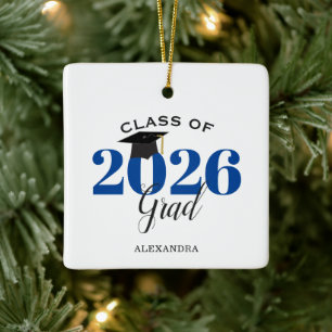 Klass 2022 Student Modern Mörk blått Julgransprydnad Keramik