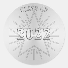 Klass 2022 Studenten Dag av Janz Silver Star Runt Klistermärke