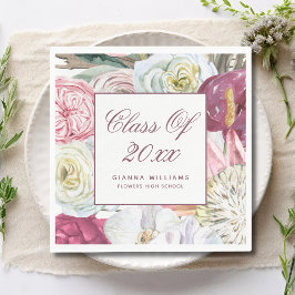 Klass 2022 Vattenfärgsfärg Blommigt Studenten Pappersservett