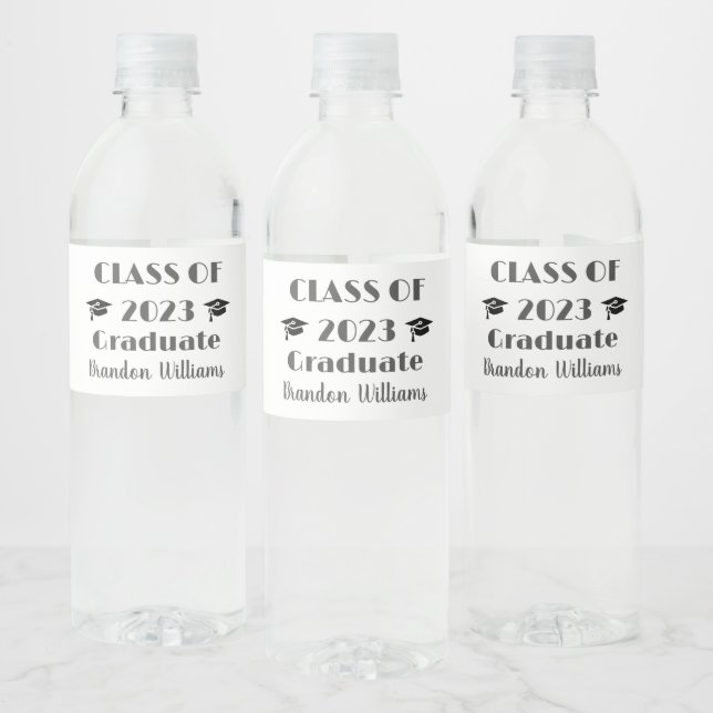 Klass 2023: Black Studenten College Party Vattenflaskor Etikett (Flaskor)