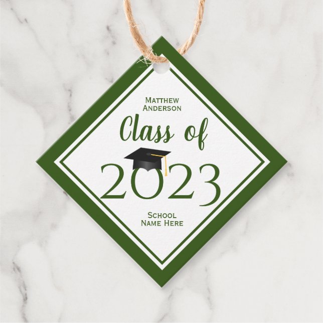 Klass 2023 Elegant Forest Grönt Studenten Gåvor Etiketter (Framsida)