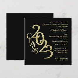 Klass 2023 Elegant Guld och svart Inbjudningar
