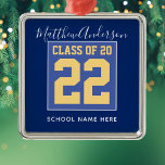 Klass 2023 Elegant Royal Blue & Guld Studenten Julgransprydnad Metall<br><div class="desc">Grattisar i klass 2023</div>