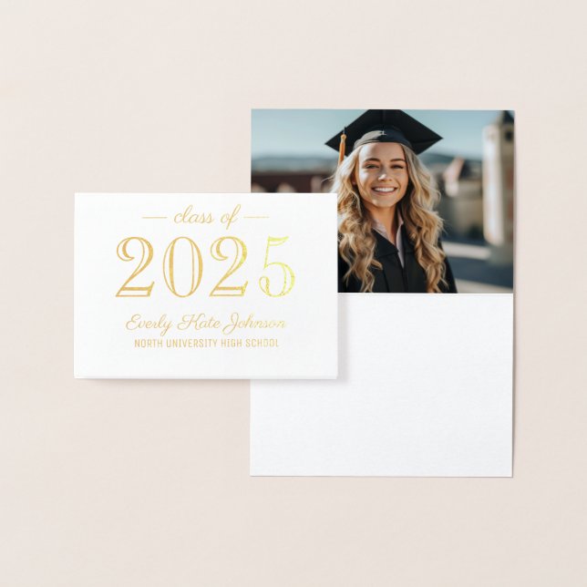 Klass 2023 Elegant Studenten Tack Guld Folierat Kort (Display)
