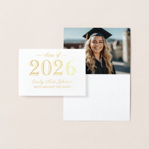 Klass 2023 Elegant Studenten Tack Guld Folierat Kort