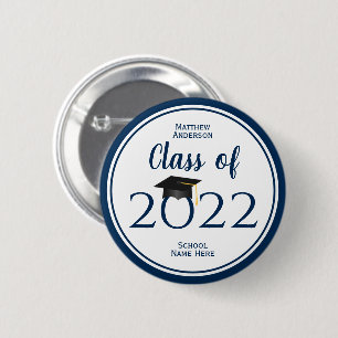 Klass 2023: Enkelt Elegant, blått Studenten Knapp