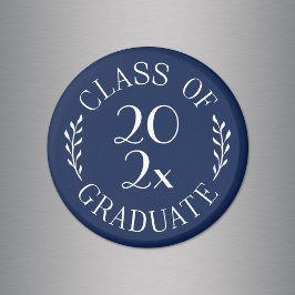 Klass 2023 examen chic typografi marinblå magnet