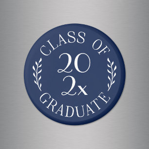 Klass 2023 examen chic typografi marinblå magnet