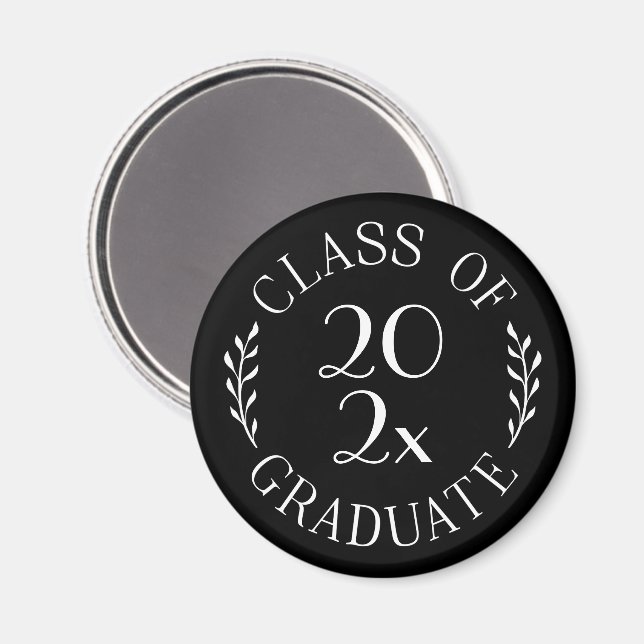 Klass 2023 examen chic typografi svart magnet (Front/Back)