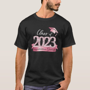 Klass 2023 Grattis Student Rosa Black T Shirt