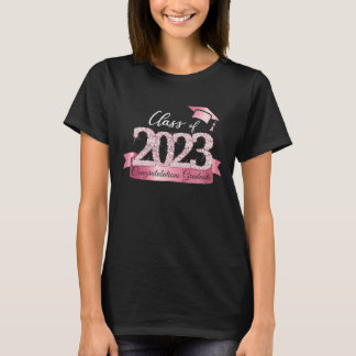 Klass 2023 Grattis Student Rosa Black T Shirt